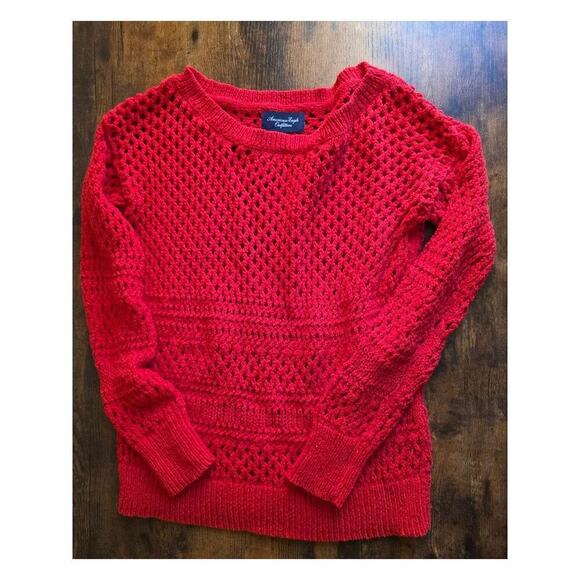 American Eagle Outfitters Sweaters - ✨ 2012 American Eagle Open-Knit Lightweight Sweater – Red (M)